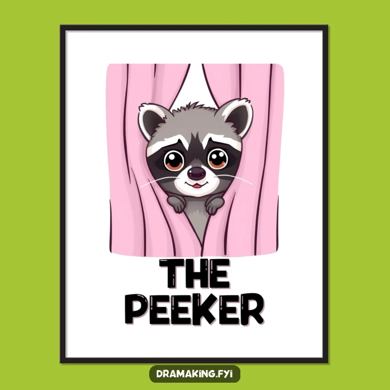 Funny Mischievous Raccoon Digital Art: Instant Playful Charm for Walls