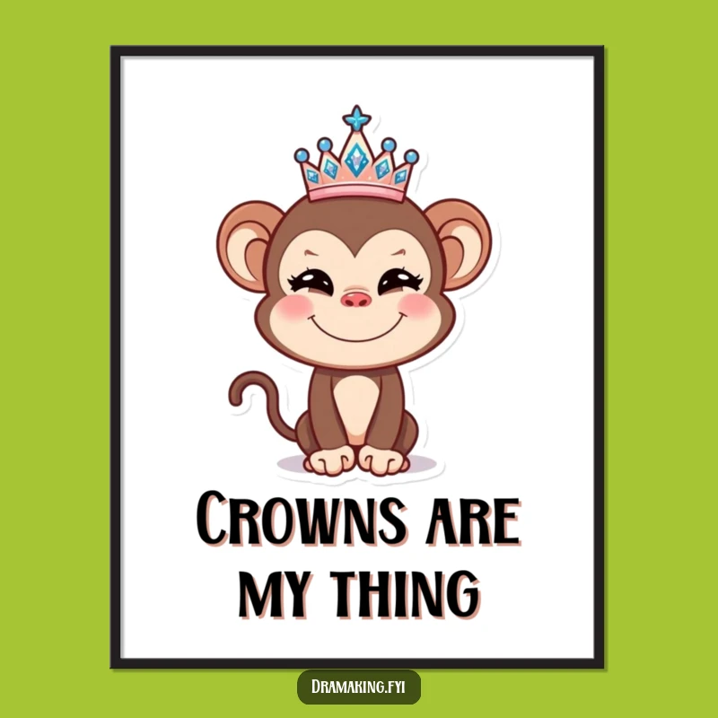 Funny Monkey Tiara Digital Art: Hilarious Printable Decor for a Royal Laugh
