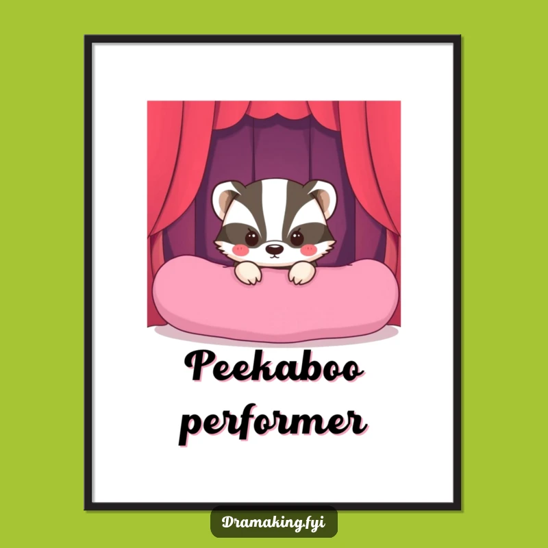 Funny Shy Badger Stage Digital Art: Hilarious Printable Decor for Anticipation