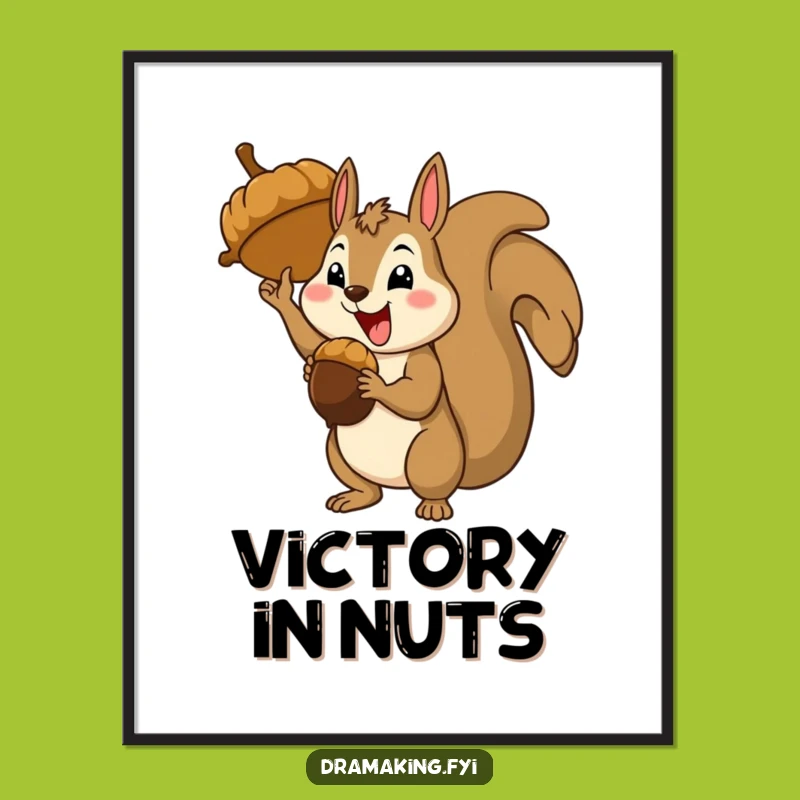 Funny Squirrel Acorn Digital Art - Instant Theatrical Decor for Victorious Spaces