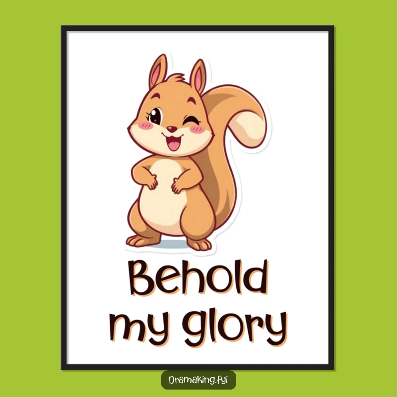 Funny Squirrel Pose Digital Art: Cheerful Rodent Dramatic Wall Art Gift