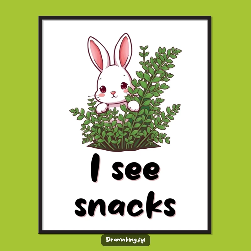 Funny Rabbit Fern Digital Art: Curious Peek for Whimsical & Funny Walls!
