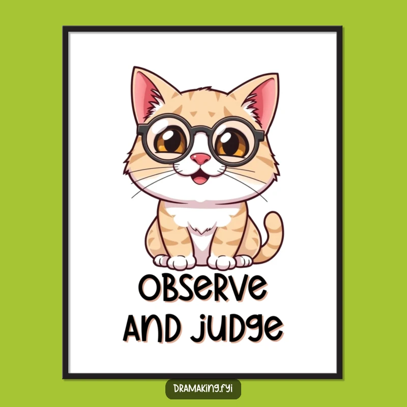 Funny Cat Digital Art: Monocle Feline Print, Instant Sophisticated Decor