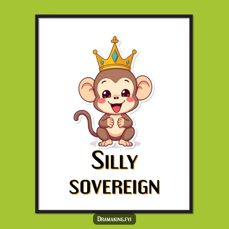 Funny Monkey King Digital Art: Printable Royal Decor for Humorous Homes