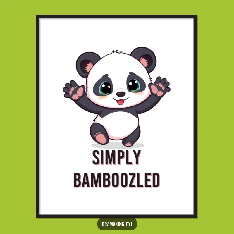 Funny Panda Cub Digital Art - Hilarious Dramatic Pose Print for Playful Spaces