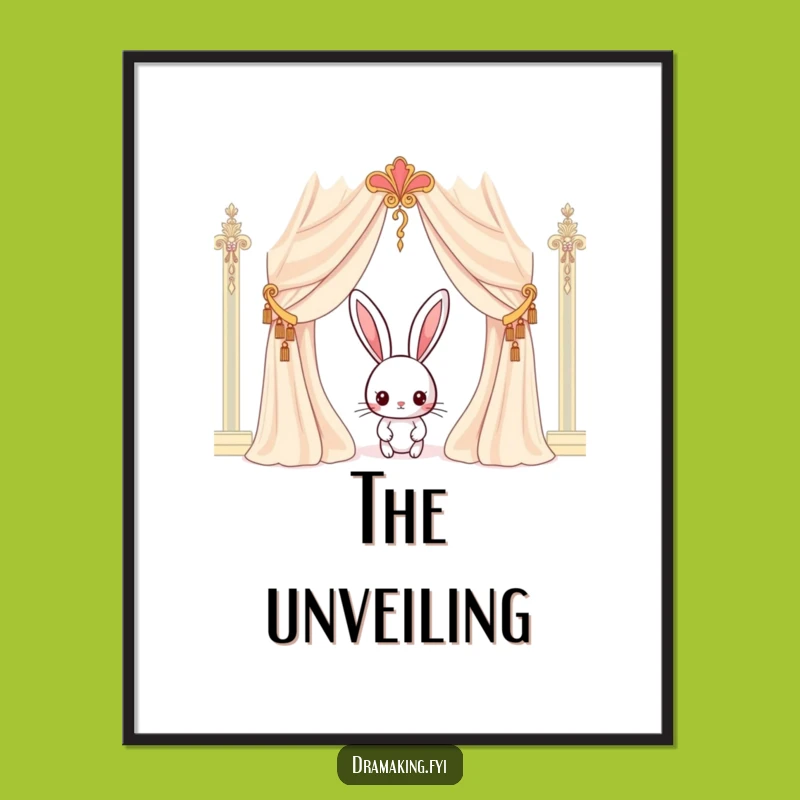 Funny Rabbit Curtain Digital Art: Curious Character Print for Instant Intrigue