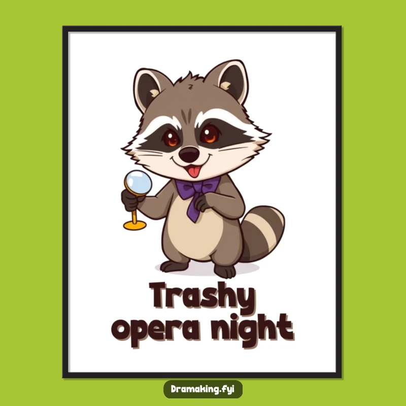 Funny Raccoon Digital Art: Mischievous Opera Print, Instant Theater Decor