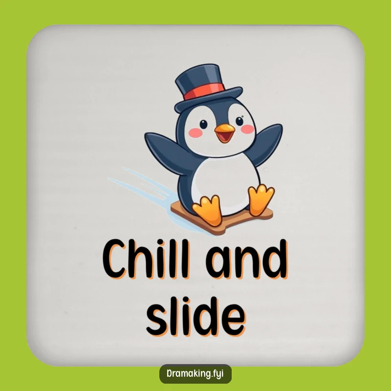 Funny Penguin Top Hat Coaster: Protect Surfaces with Hilarious Style, Funny Gift!