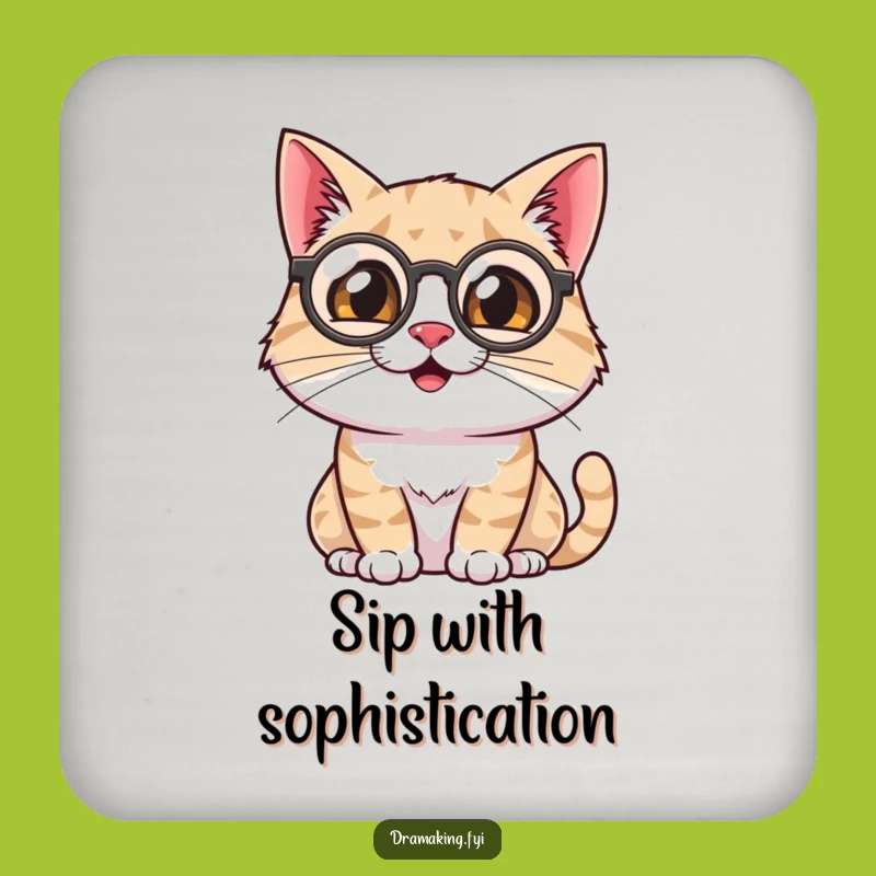 Funny Cat Coaster: Monocle Feline Protector, Hilarious Sophisticated Gift