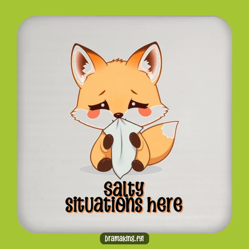 Funny Fox Weeping Drink Coaster: Little Fox Tearful Table Protector Gift