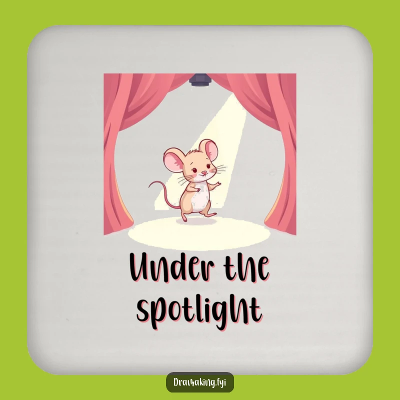 Funny Mouse Stage Drink Coaster: Timid Performer Spotlight Table Protector Gift