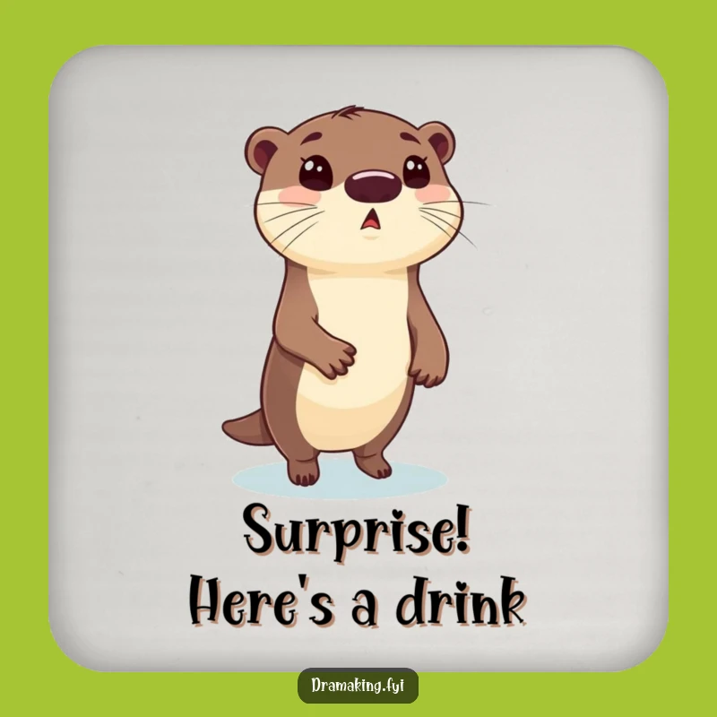 Funny Otter Pose Drink Coaster: Protect Surfaces with this Comedic Animal Art