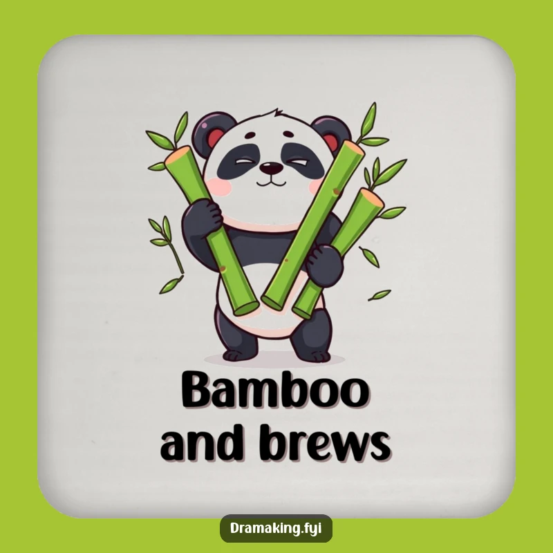 Funny Panda Juggling Coaster - Protect Surfaces with Bamboo Flair Gift!