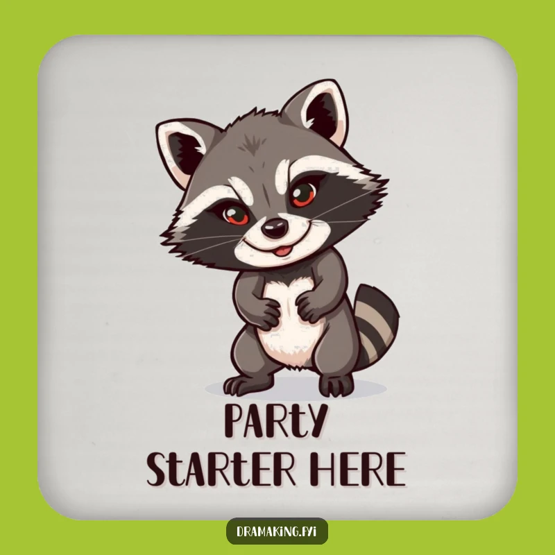 Funny Raccoon Coasters: Dramatic Pose, Sly Smile Protection, Hilarious Gift Set