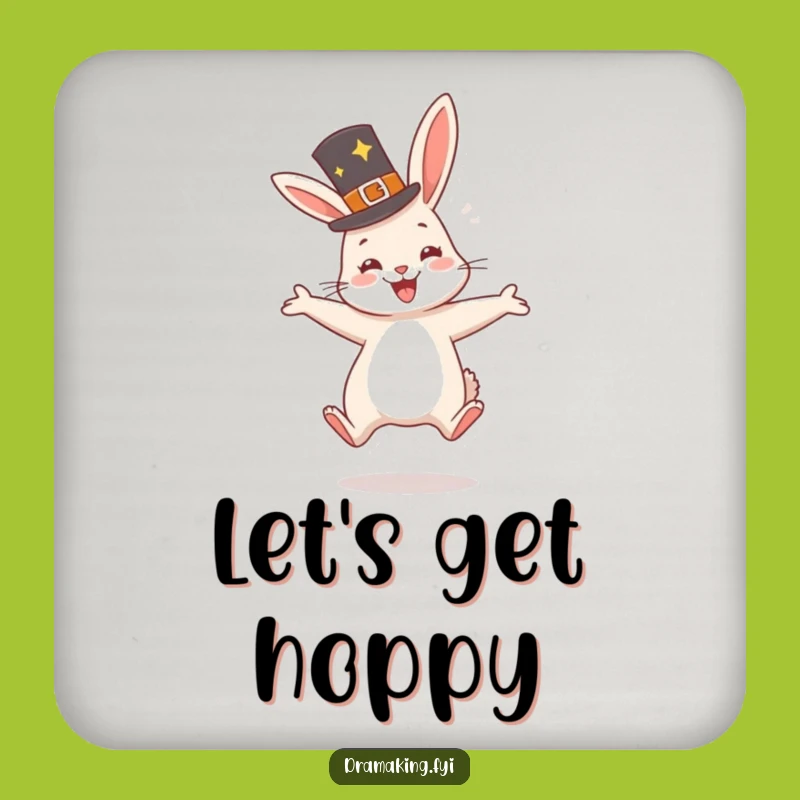 Funny Rabbit Hat Coaster: Happy Protection, Perfect Gift for Cheerful Tables