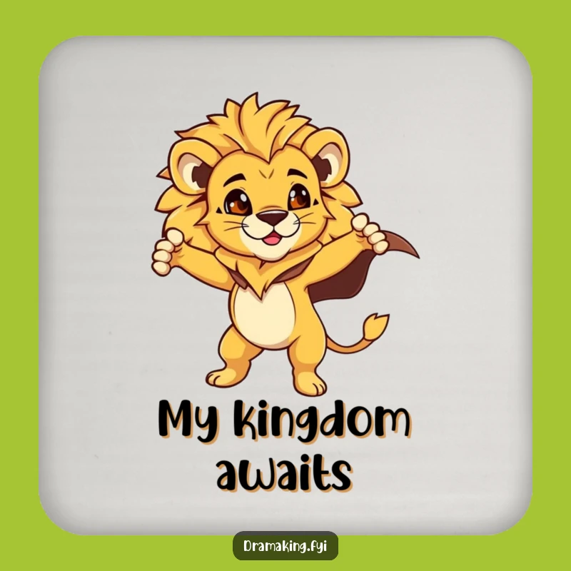 Funny Lion Cub Cape Coaster: Protect Surfaces with Heroic Style