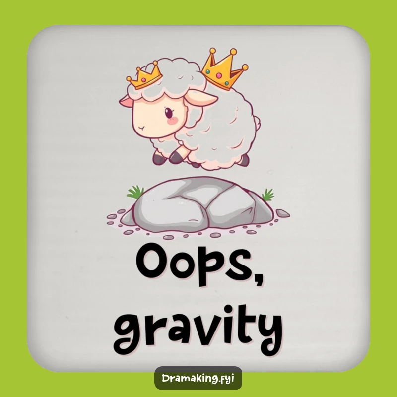 Funny Sheep Crown Coaster: Protect Surfaces, Hilarious Royal Slip-Up Gift