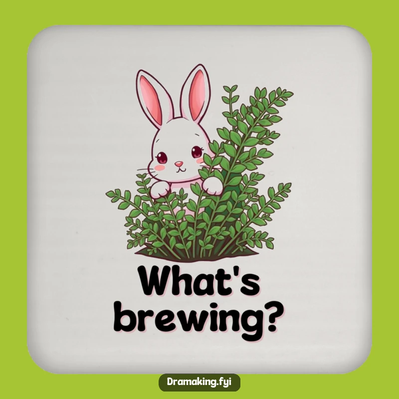 Funny Rabbit Fern Coaster: Curious Decor for Nature-Loving Tables!