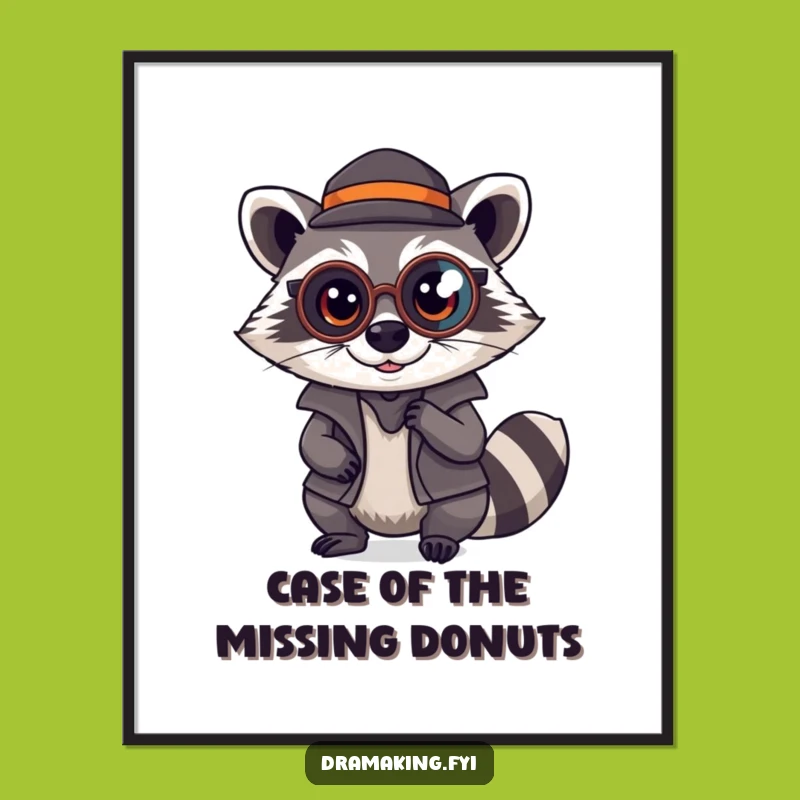 Funny Raccoon Detective Poster: Intriguing Art, Unique Funny Gift