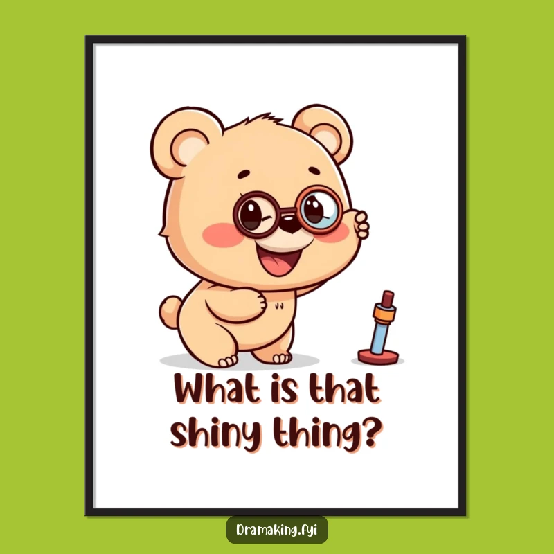 Funny Bear Cub Monocle Poster - Whimsical Wall Art for Curious Minds