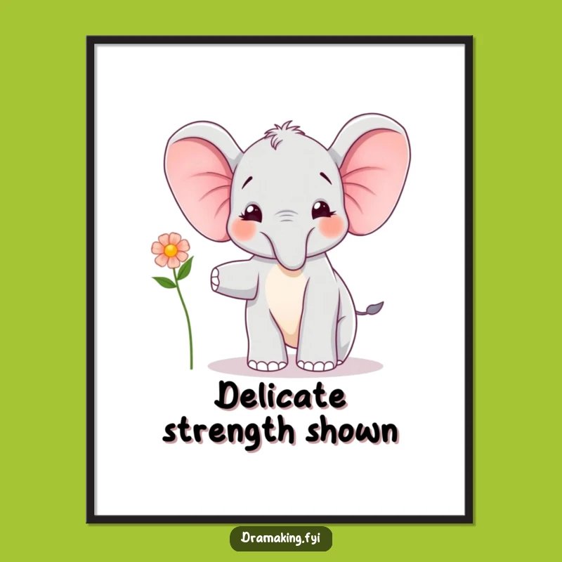 Funny Elephant Calf Balancing Poster: Joyful Art, Unique Funny Gift