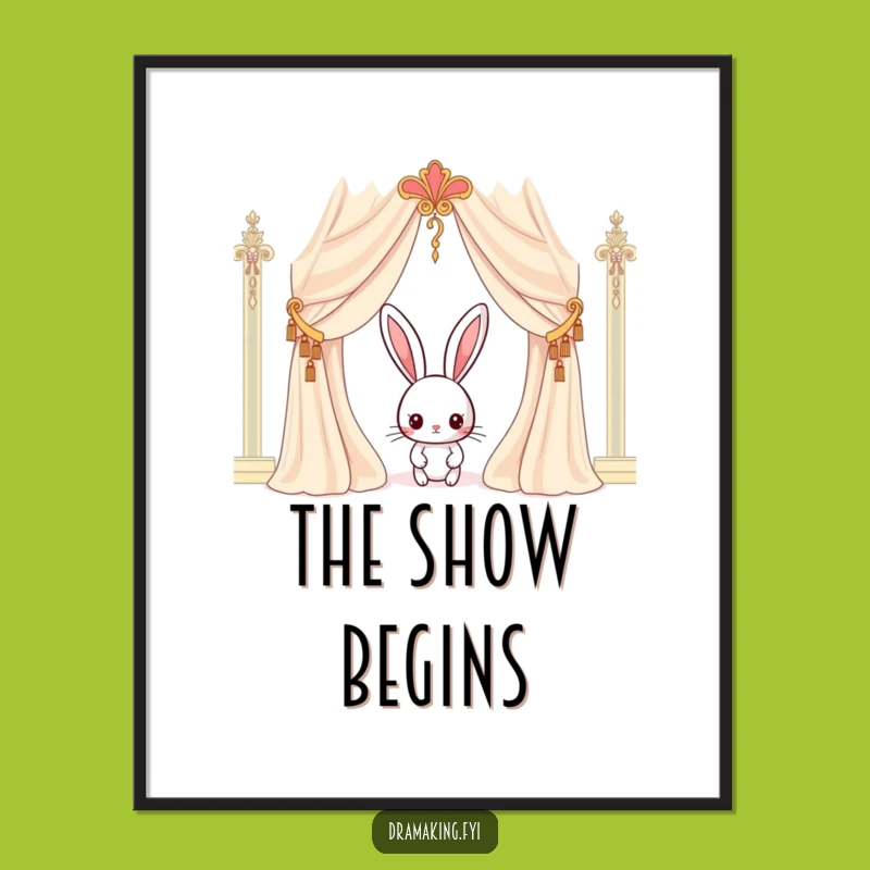 Funny Rabbit Curtain Poster: Curious Character Art for Your Reveal