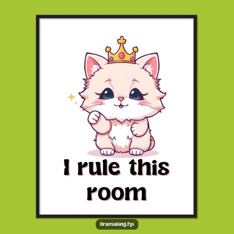 Funny Royal Cat Crown Poster: Majestic Feline Art