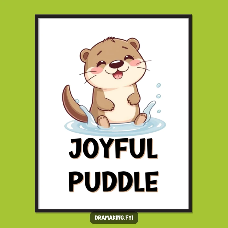 Funny Otter Splash Poster: Joyful Wall Art for Playful & Happy Homes!