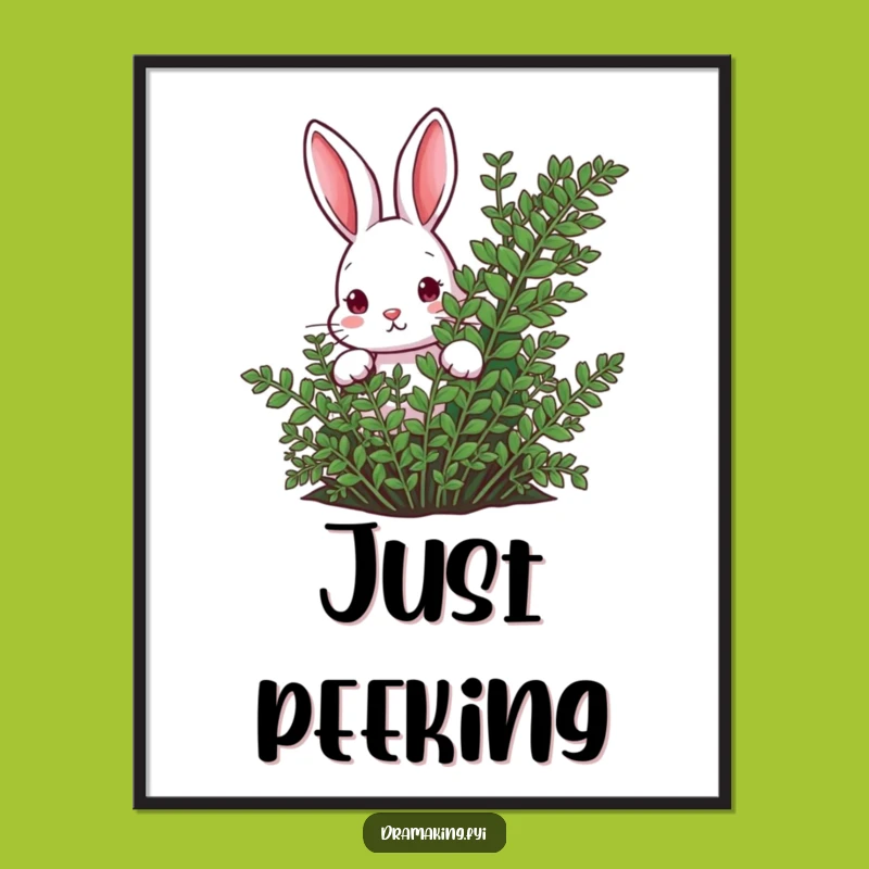 Funny Rabbit Fern Poster: Curious Wall Art for Whimsical & Funny Homes!