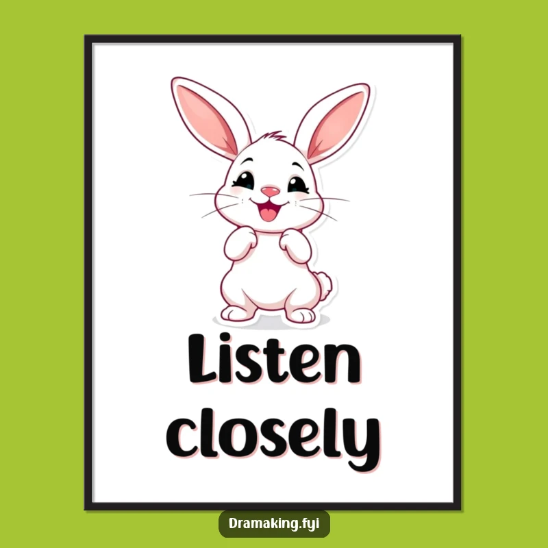 Funny Dramatic Rabbit Poster - Hilarious Long-Eared Pose Art for Theatrical Walls