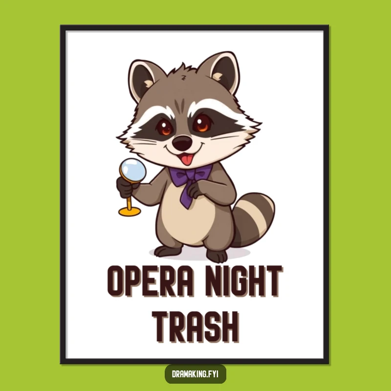Funny Raccoon Poster: Mischievous Opera Art, Hilarious Theater Decor