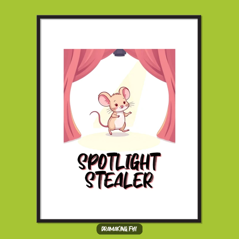 Funny Mouse Stage Poster: Timid Performer Spotlight Art Print Gift