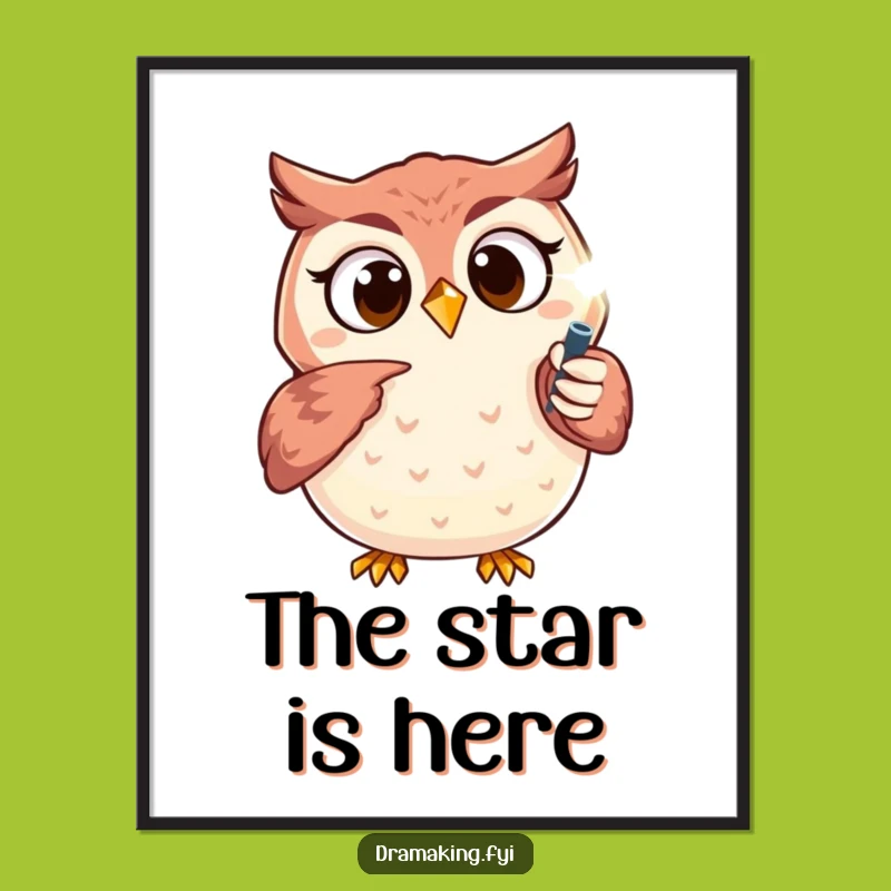 Funny Owl Spotlight Poster: Exciting Character Art for Your Wall