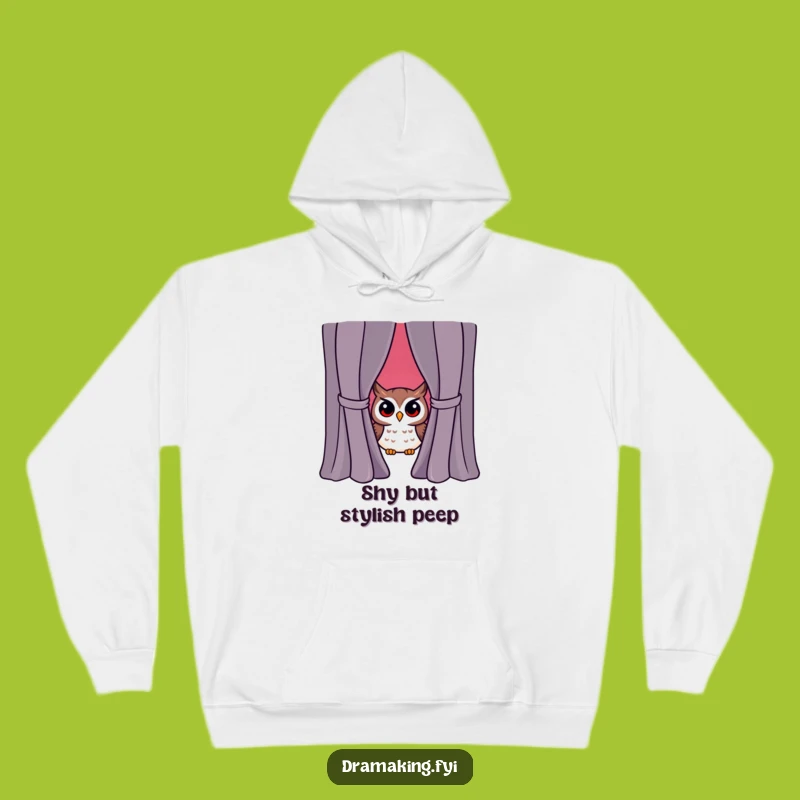 Cozy Funny Owl Peeking Curtain Hoodie - Warm and Humorous Surprise Gift