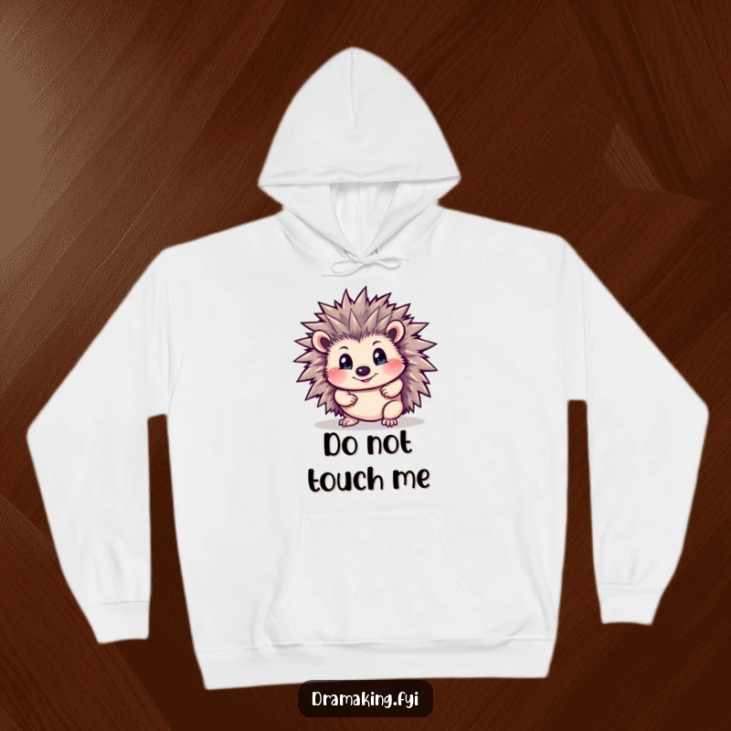 Funny Hedgehog Hoodie: A curious hedgehog with bristling spines strikes a dramatic pose, offering warmth and humorous protection.