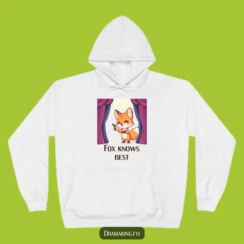 Funny Fox Stage Director Hoodie: Pointing Towards Cozy, Funny Moments!