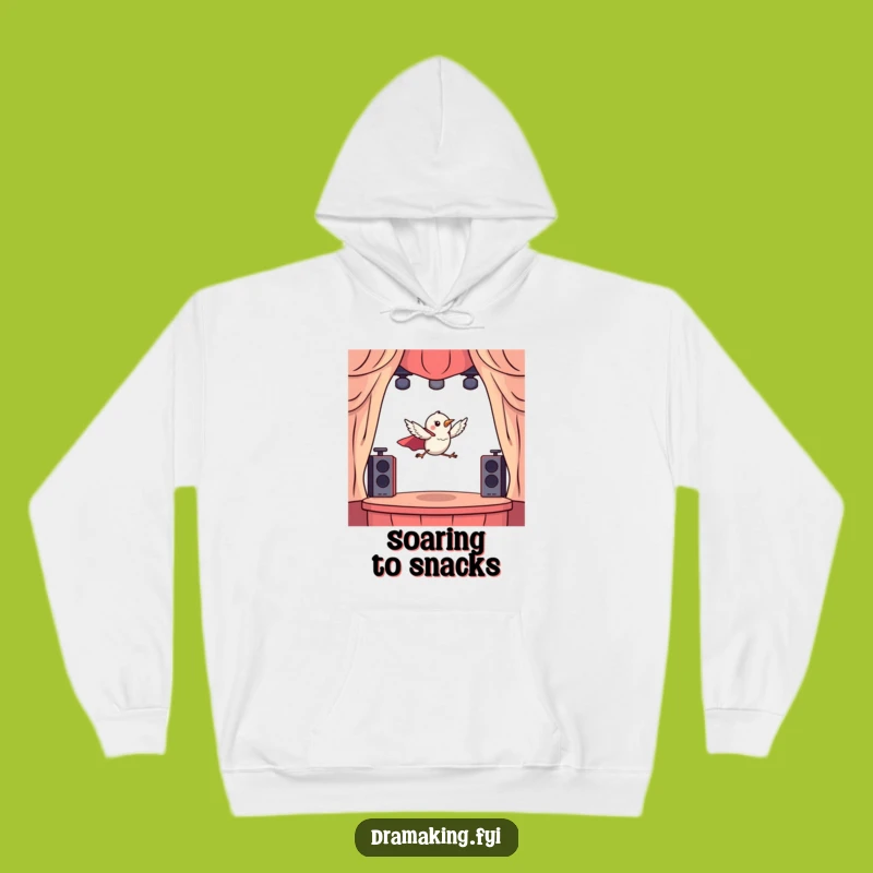 Funny Hero Bird Leaping Hoodie: Cozy Drama for Superfans