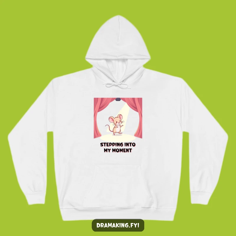 Funny Mouse Stage Hoodie: Timid Performer Cozy Spotlight Gift Apparel