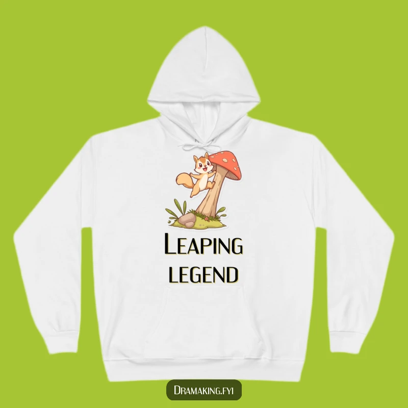 Funny Squirrel Mushroom Leap Hoodie: Cozy Character Sweatshirt for Joyful Moments