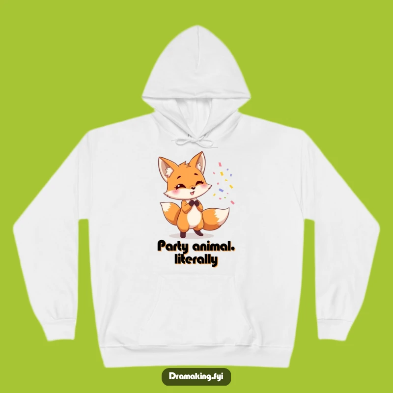 Cozy Funny Fox Celebration Hoodie: Warm & Humorous Party Animal Gift