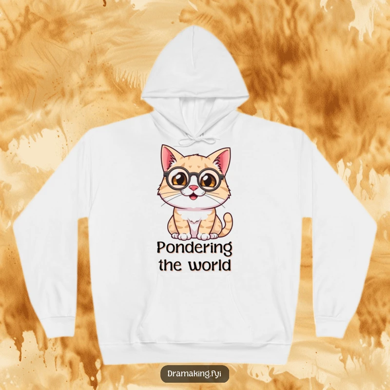 Funny Cat Hoodie: A smiling cat wearing a monocle surveys the scene with theatrical flair, offering cozy, sophisticated warmth.