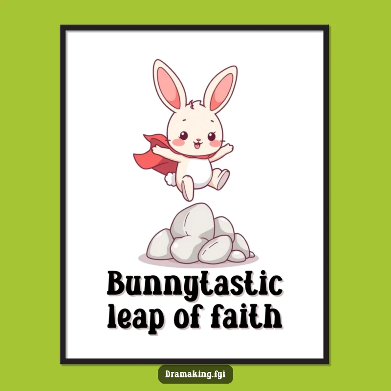 Free Printable Wall Art: Superhero Bunny Leaping Funny Downloadable Decor