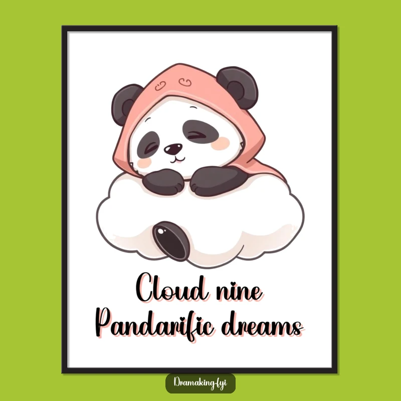 Free Printable Panda Wall Art: Napping Cloud Cape Bear Downloadable