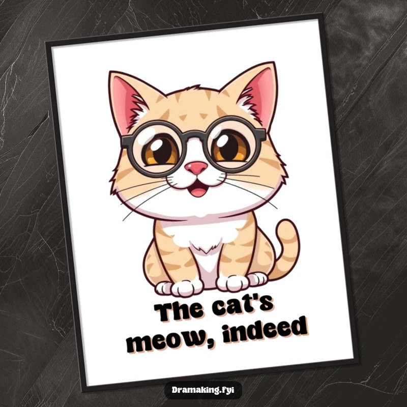 Funny Free Printable Wall Art: A monocled cat surveys with theatrical flair, a sophisticated and humorous art piece.