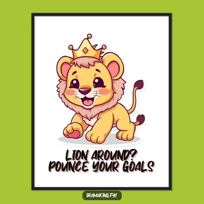 Free Printable Lion Cub Wall Art: Crowned Pouncer Downloadable