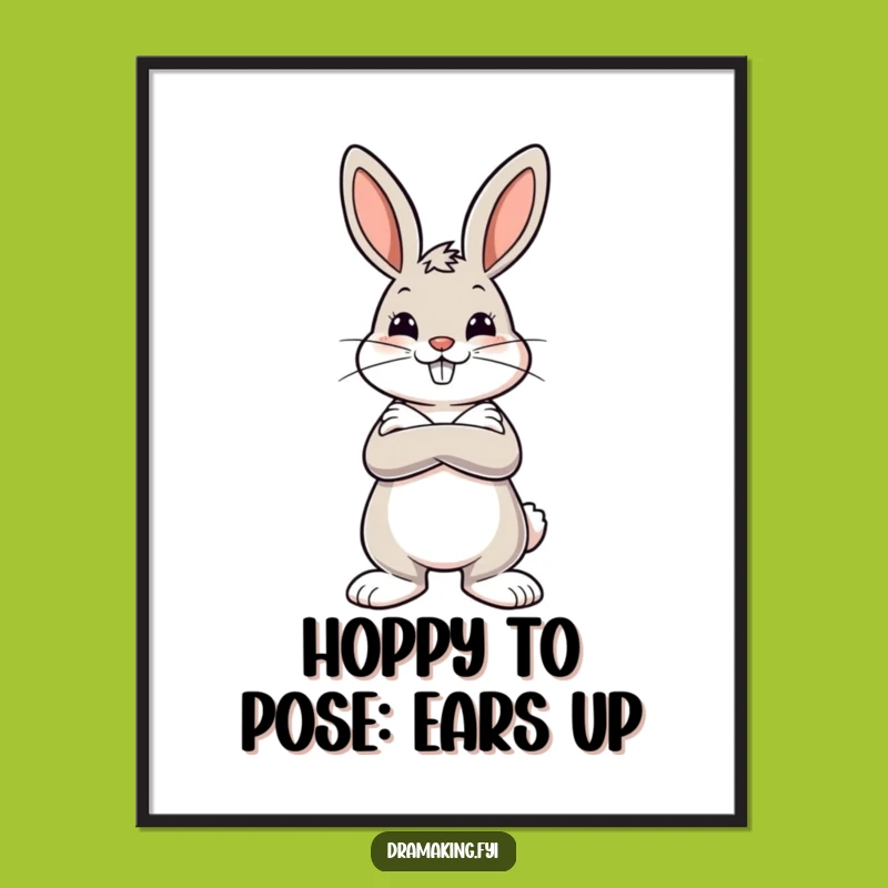 Funny Free Printable Bunny Wall Art: Dramatic Pose Download