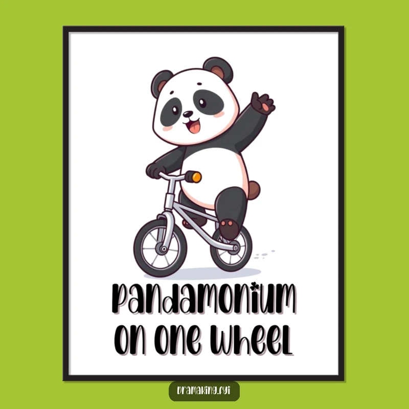Funny Free Printable Wall Art: Panda's Unicycle Show - DIY Downloadable Art