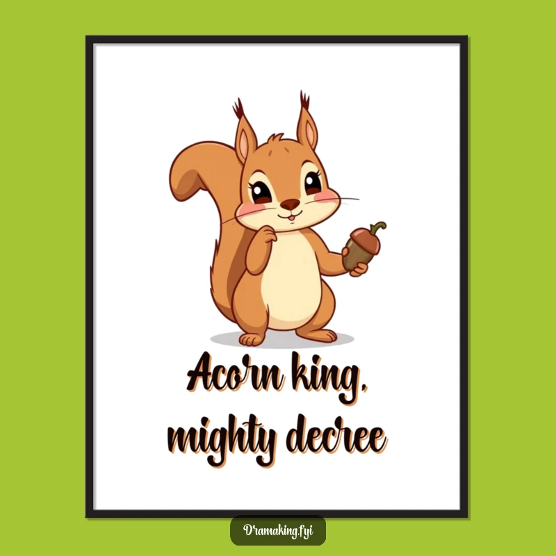 Funny Free Printable Wall Art: Squirrel King of Acorns - DIY Downloadable Art