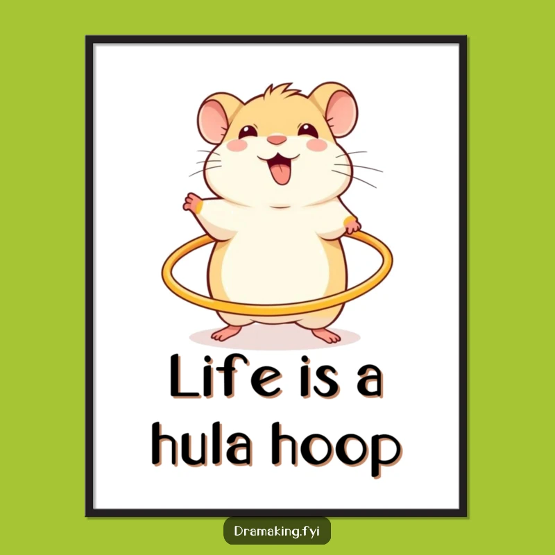 Free Printable Funny Hamster Wall Art: Hula Hoop Energy Digital Download