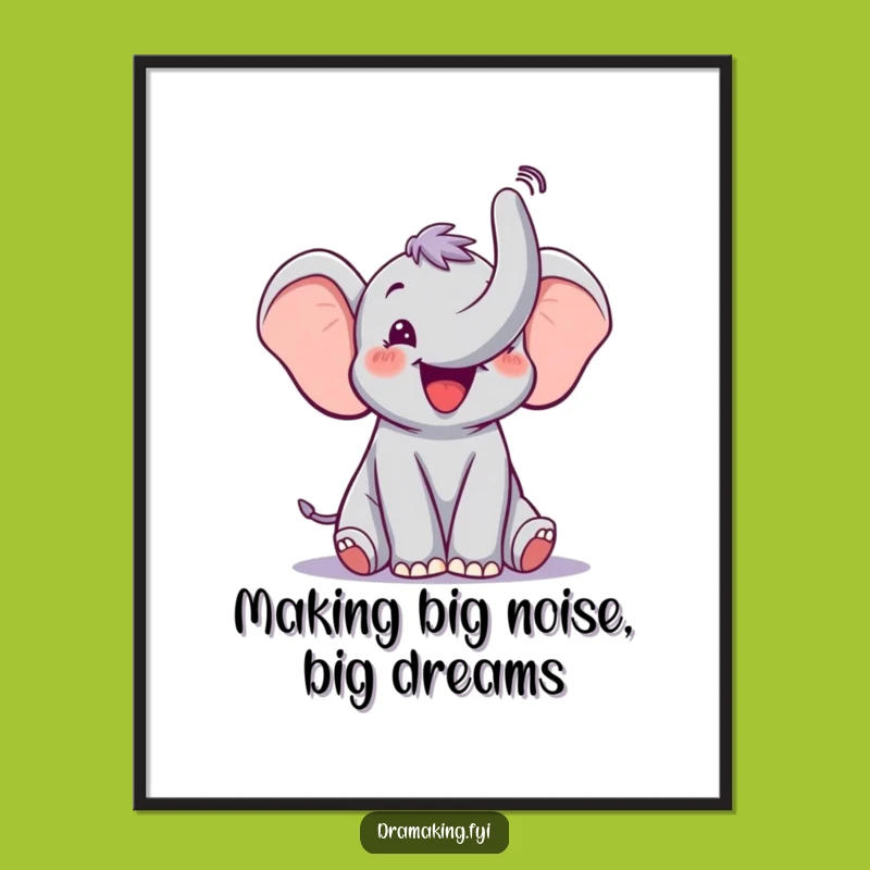 Free Printable Funny Elephant Trumpet Wall Art - Joyful Downloadable Decor